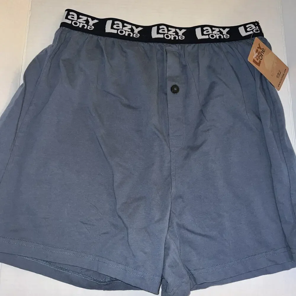 Lazy Me Mens Blue Grey Wasn’t Me Pug Funny Novelty Underwear Boxer Shorts Large